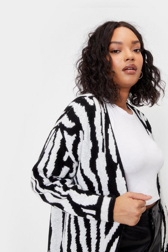 NastyGal Plus Size Zebra Print Longline Knitted Cardigan 2