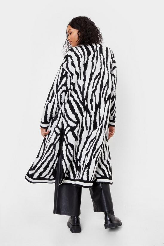 NastyGal Plus Size Zebra Print Longline Knitted Cardigan 4
