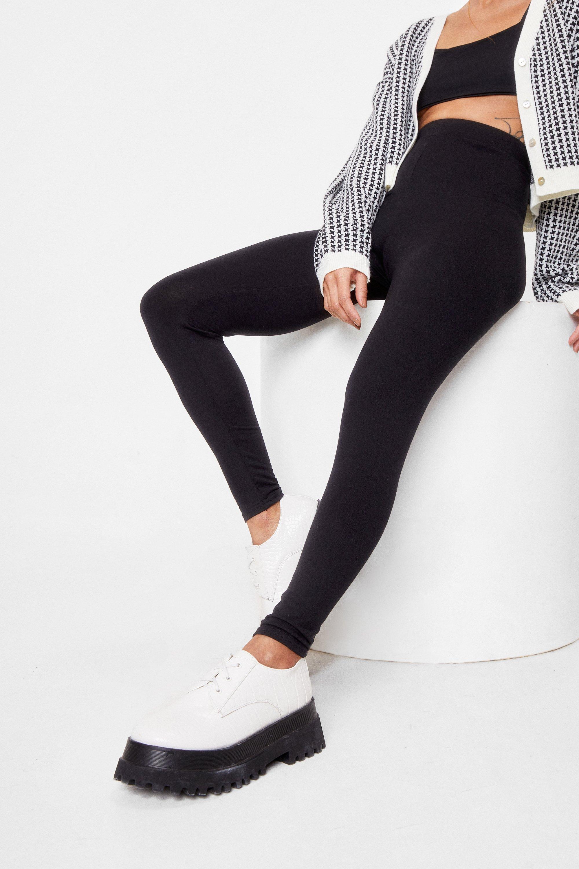 Petite Basic High Waisted Rib Leggings