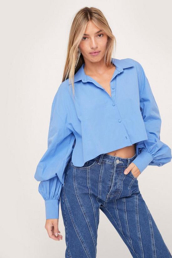 NastyGal Cotton Cropped Button Up Shirt 1