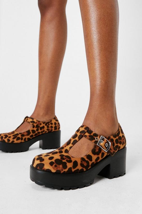 NastyGal Faux Suede Leopard Print Platform Mary Jane Shoes 2