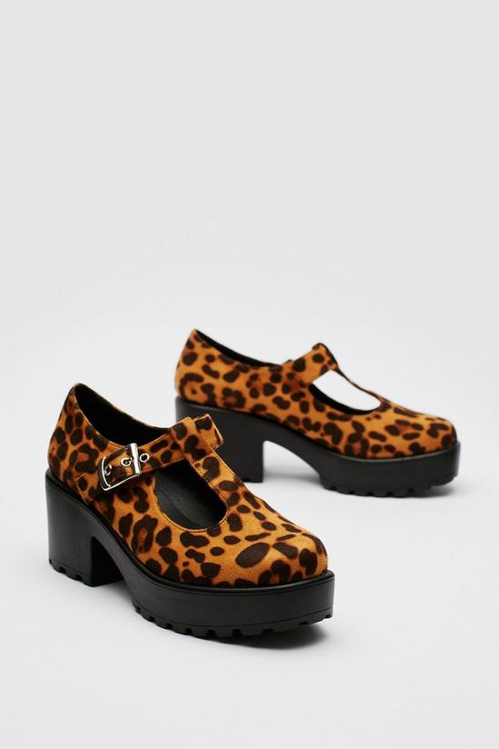 NastyGal Faux Suede Leopard Print Platform Mary Jane Shoes 4