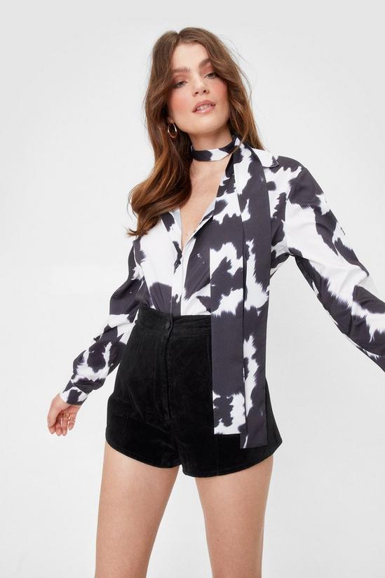 NastyGal Moo-ves in Her Own Way Satin Cow Tie Shirt 1