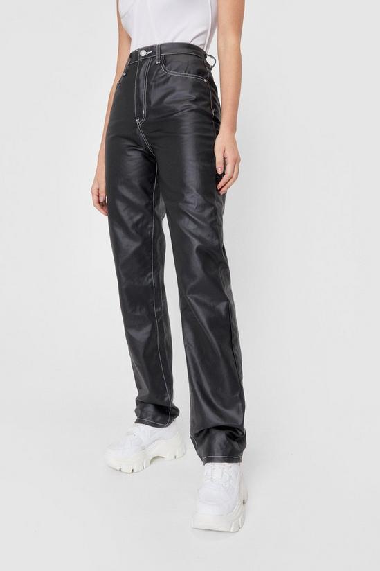 NastyGal Contrast Stitch Coated Straight Leg Jeans 3