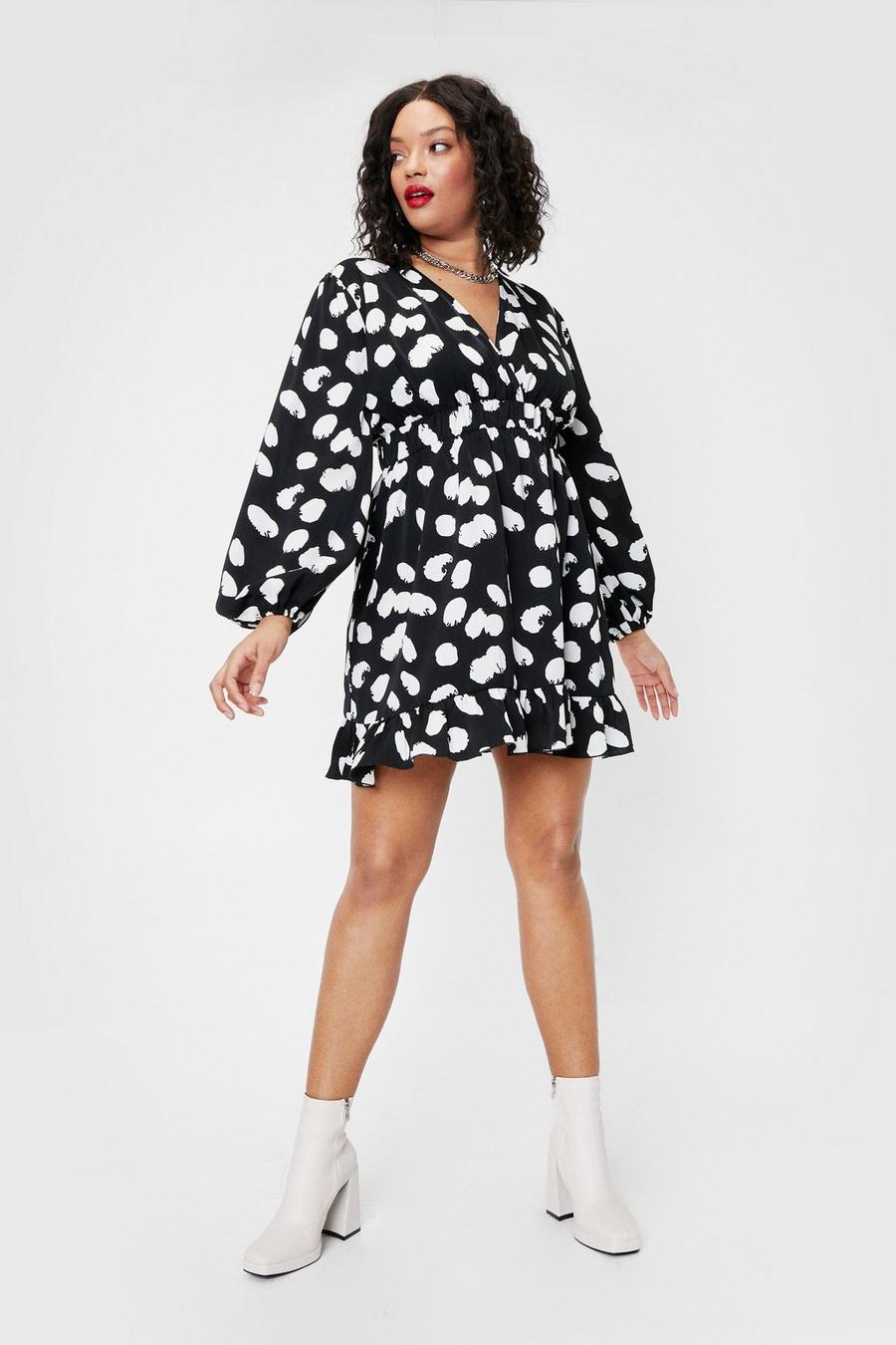 Women's Plus Size Smudge Print Mini Wrap Dress | Boohoo UK