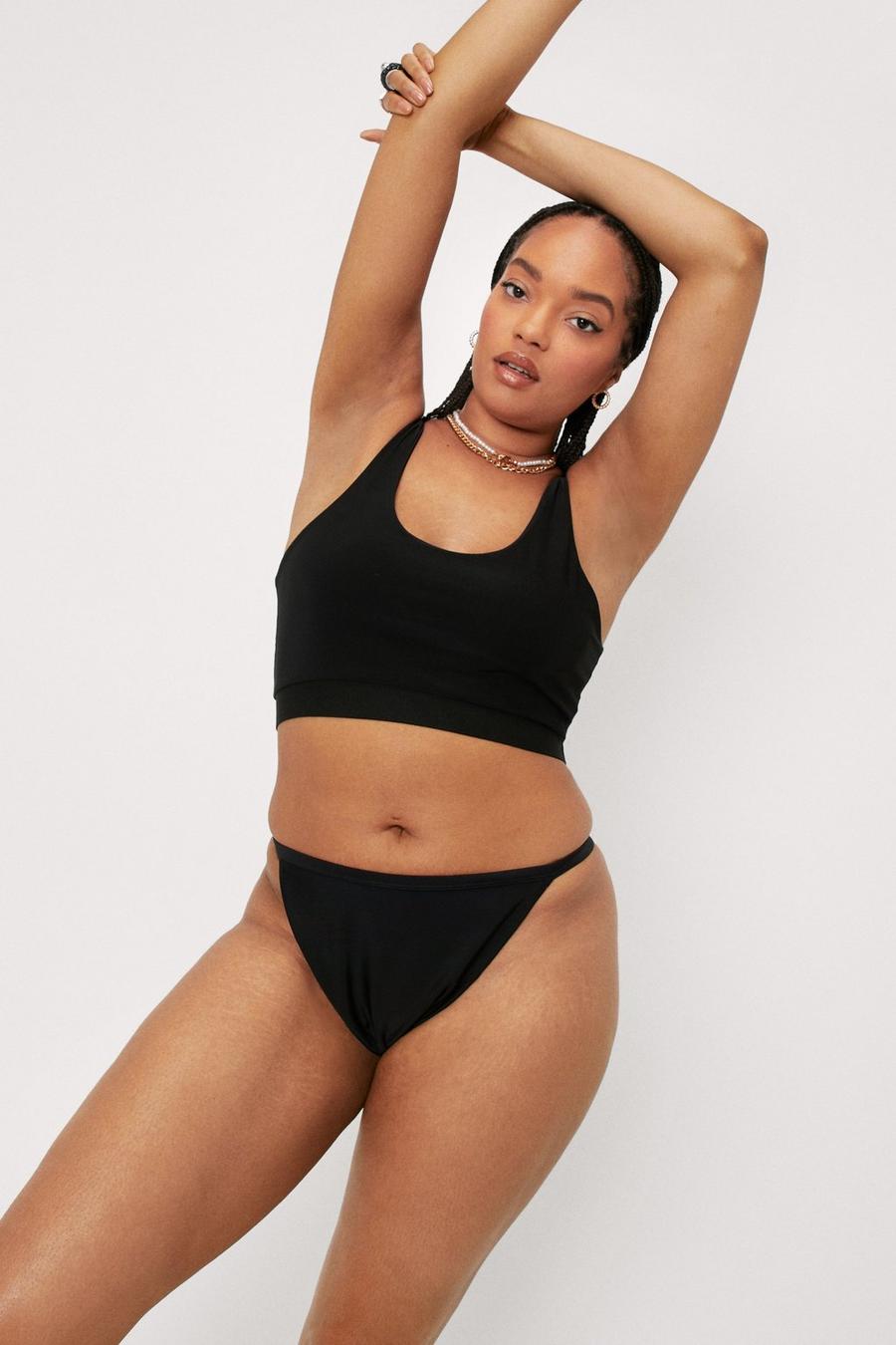 Black Plus Size High Waisted High Leg Knickers
