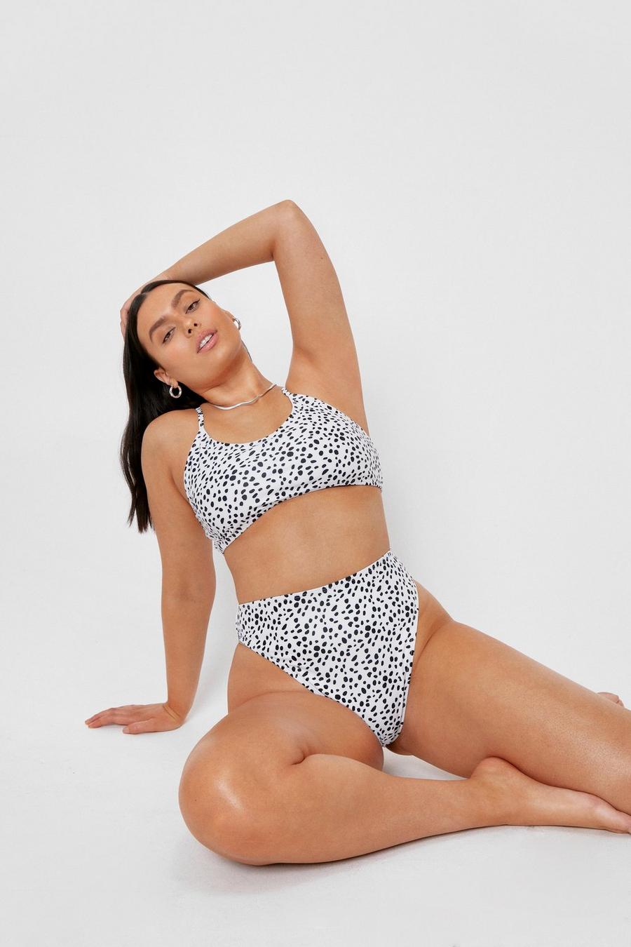 White Plus Size Dalmation Print Bikini Set