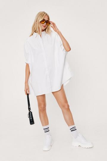 Batwing It On Oversized Shirt Dress white