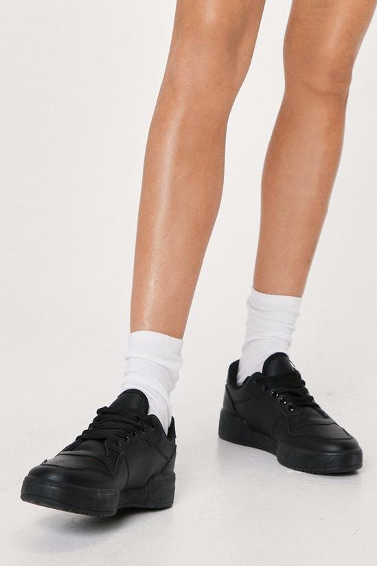 NastyGal Faux Leather Padded Ankle Lace Up Sneakers 1