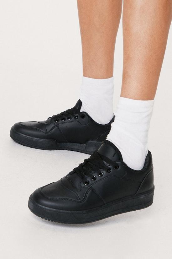 NastyGal Faux Leather Padded Ankle Lace Up Sneakers 2