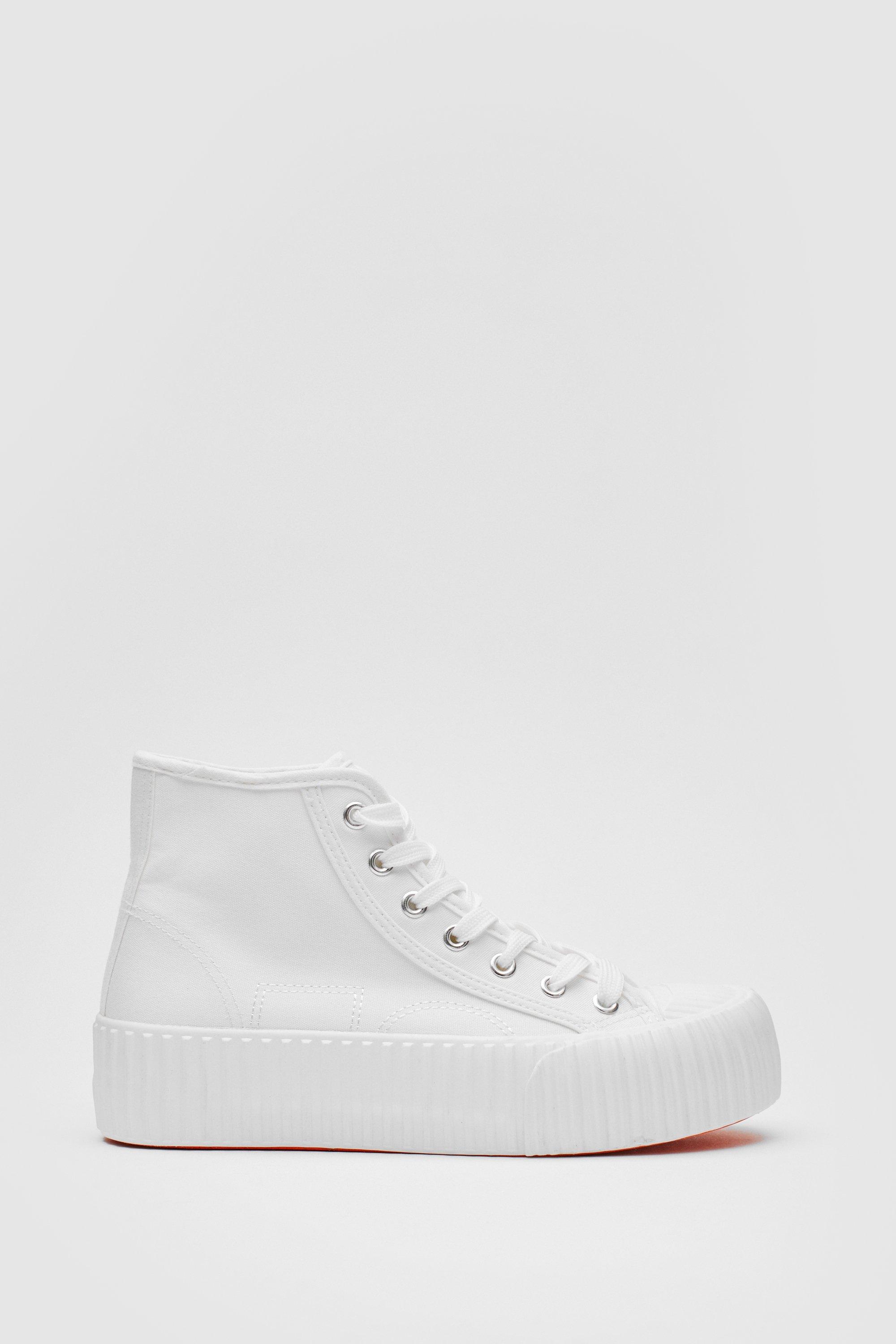 White faux leather flatform hot sale trainers