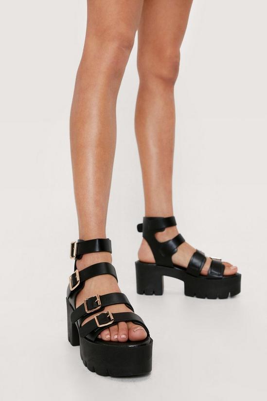 NastyGal Faux Leather Multi Buckle Chunky Sandals 1
