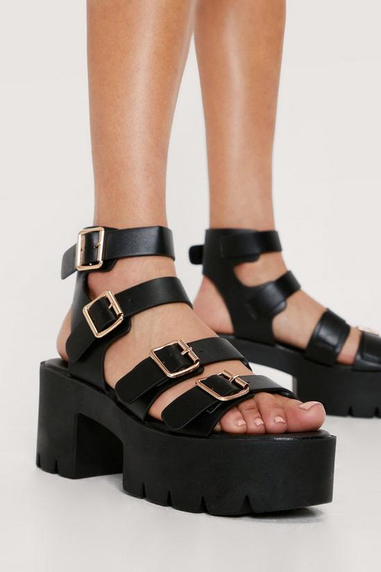 NastyGal Faux Leather Multi Buckle Chunky Sandals 2