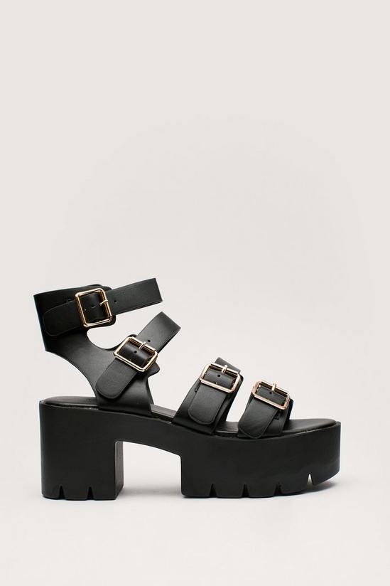 NastyGal Faux Leather Multi Buckle Chunky Sandals 3