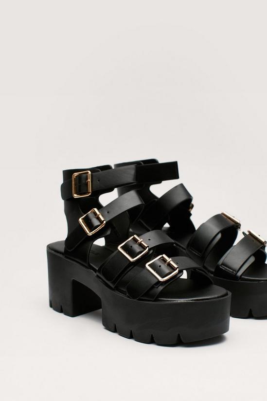 NastyGal Faux Leather Multi Buckle Chunky Sandals 4