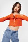 NastyGal Cropped Off the Shoulder Knitted Cardigan thumbnail 2