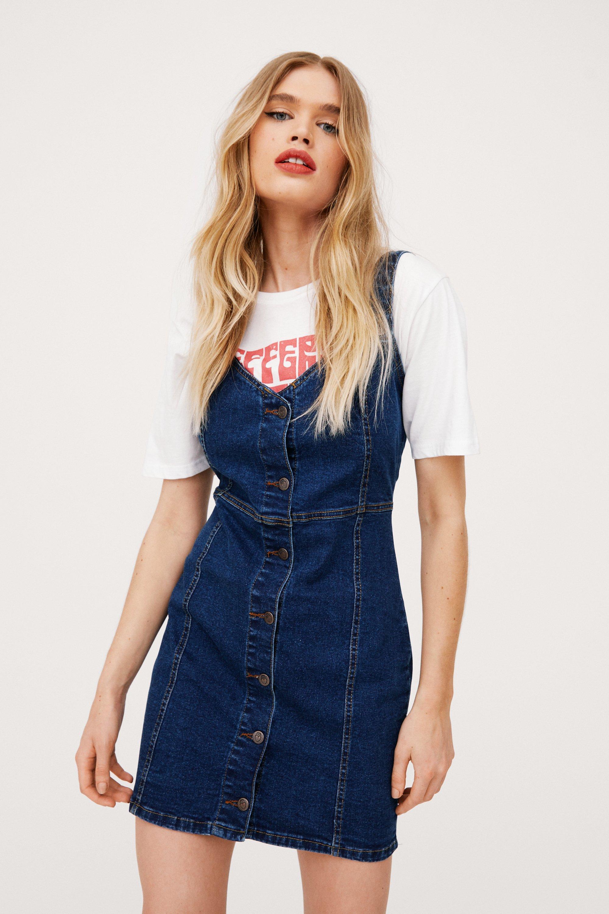 Boohoo denim v neck sale dress