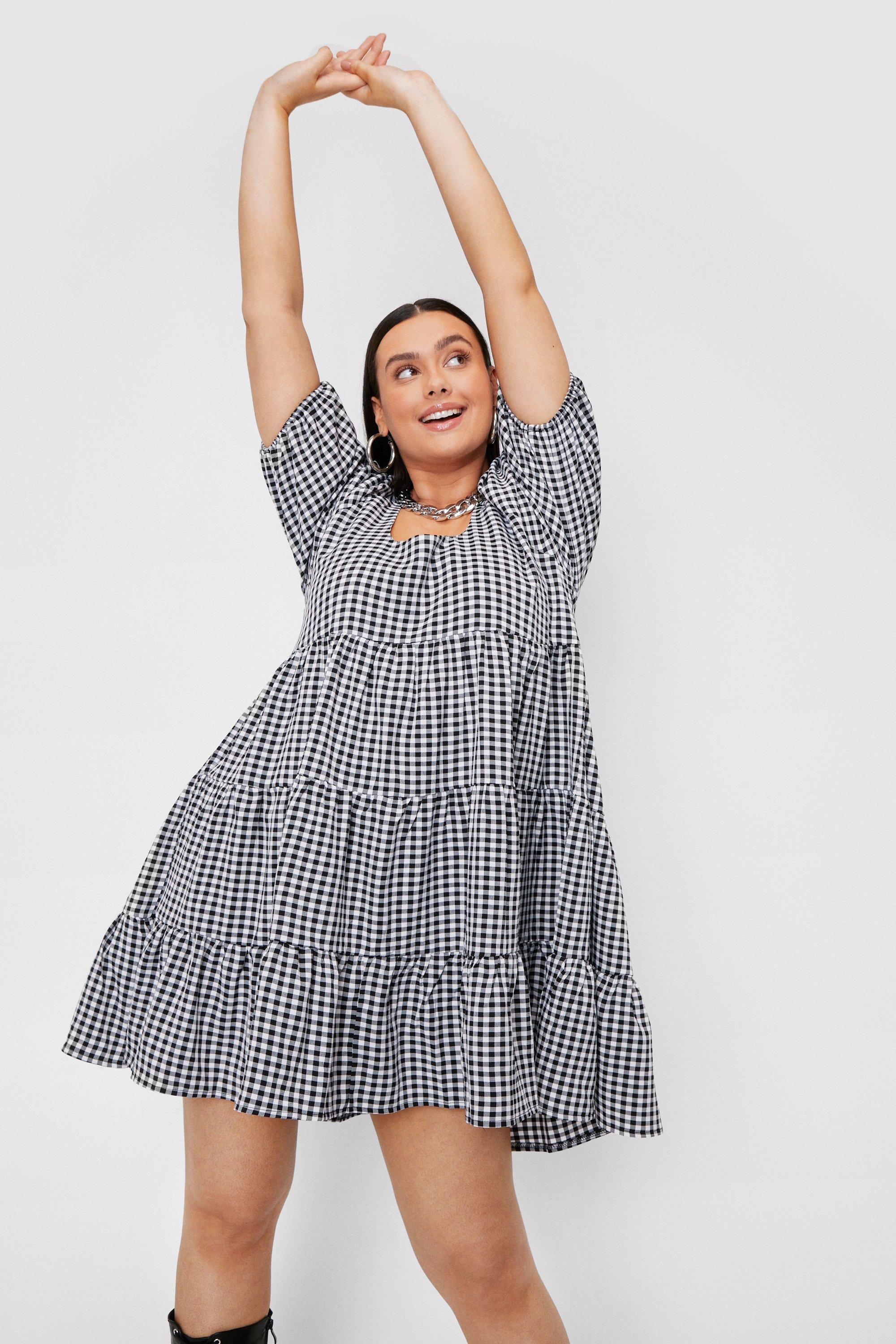 Gingham print clearance mini dress