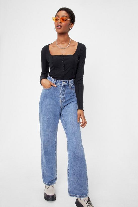 NastyGal Square Neck Seam Detail Button Down Top 2