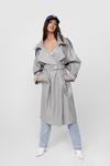 NastyGal Break My Stride Faux Leather Belted Trench Coat thumbnail 3