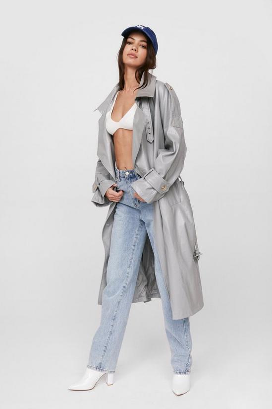 NastyGal Break My Stride Faux Leather Belted Trench Coat 4