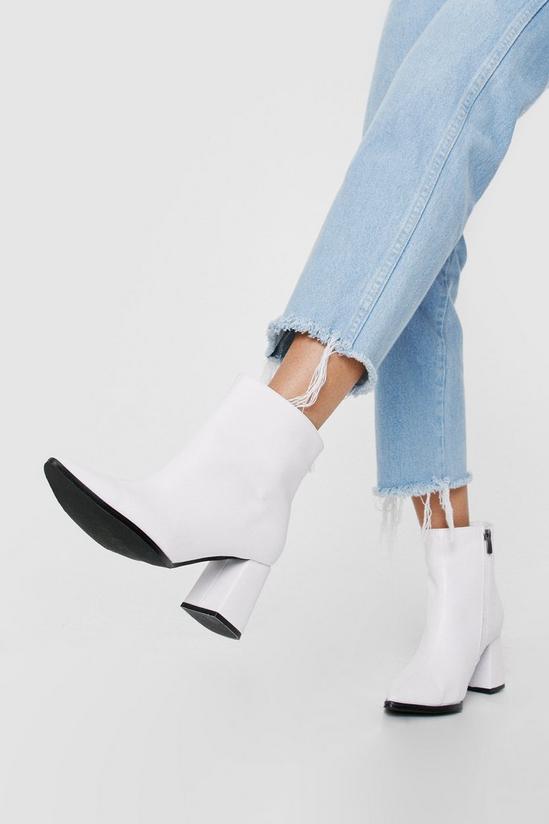 NastyGal Faux Leather Pointed Toe Block Heel Ankle Boots 1