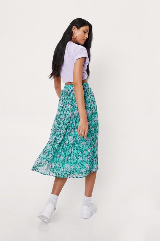 NastyGal Chiffon Floral Pleated Midi Skirt 4