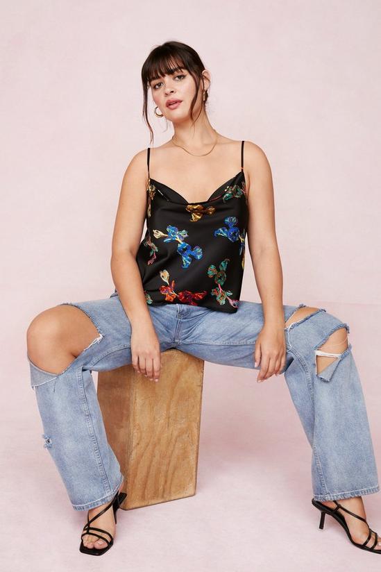 NastyGal Plus Size Floral Cowl Neck Cami Top 1