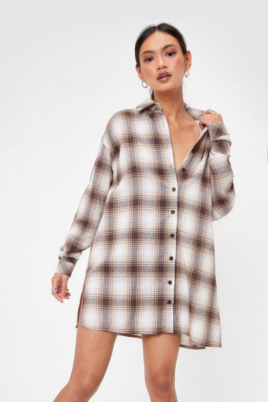 NastyGal Glance Over-sized Check Shirt Dress 2