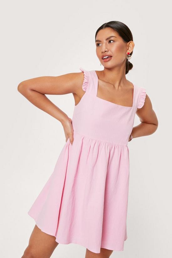 NastyGal Frill Shoulder Linen Mini Dress 1