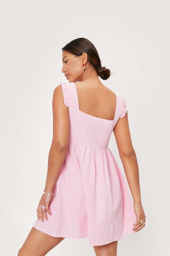 NastyGal Frill Shoulder Linen Mini Dress 4