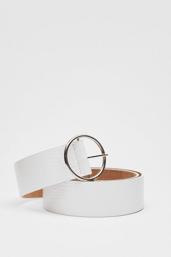 NastyGal Faux Leather Croc Circle Buckle Belt 3