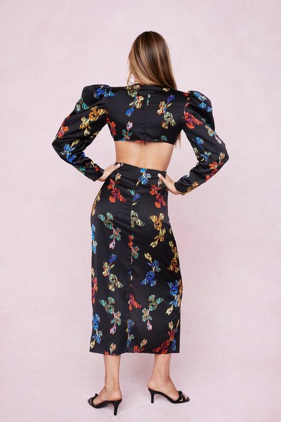 NastyGal Plunging Floral Print Cut Out Maxi Dress 4