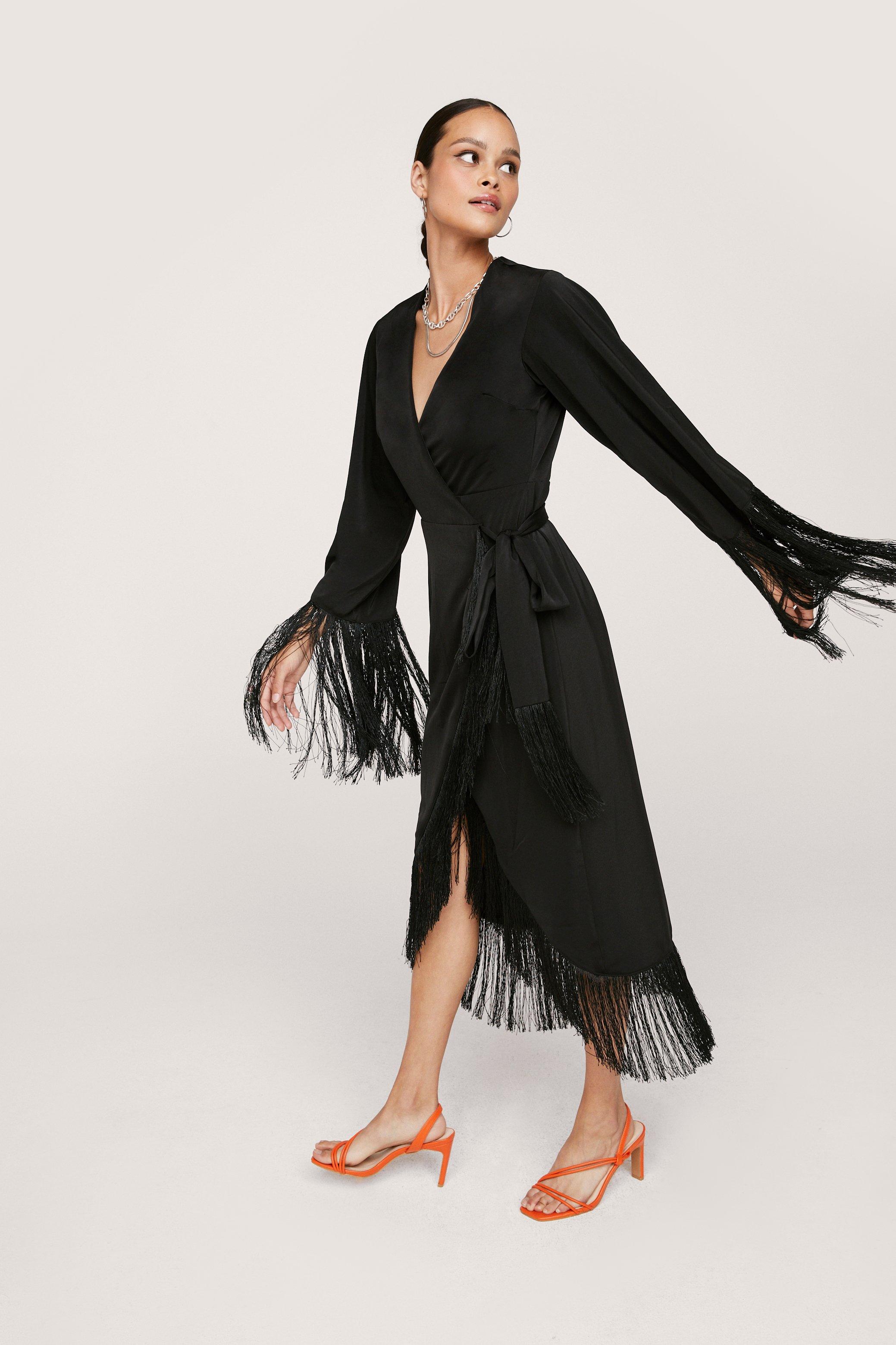 Boohoo fringe clearance dress