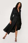 NastyGal Plus Size Satin Long Sleeve Midi Dress thumbnail 1