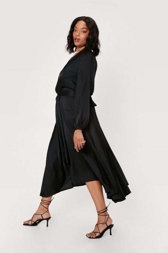 NastyGal Plus Size Satin Long Sleeve Midi Dress 3