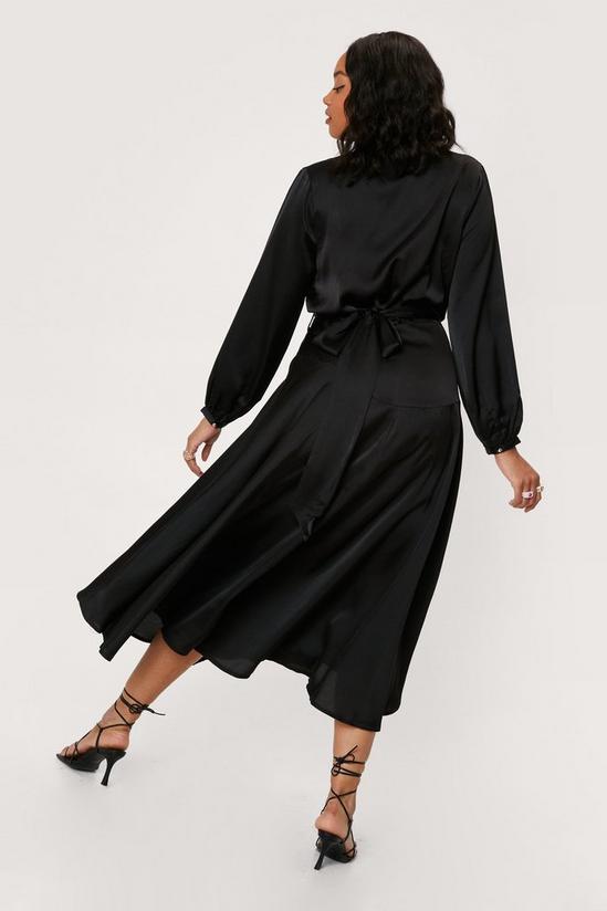 NastyGal Plus Size Satin Long Sleeve Midi Dress 4