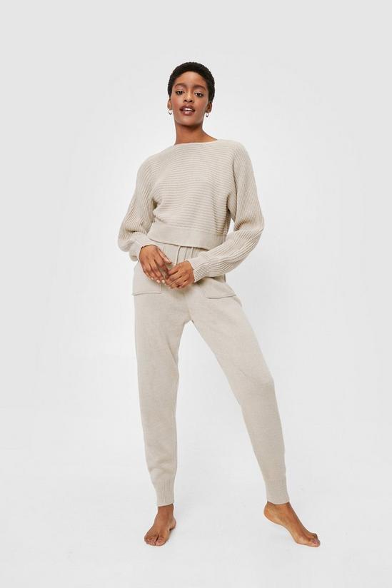 NastyGal Chunky Knit Cropped Jumper and Jogger Lounge Set 1
