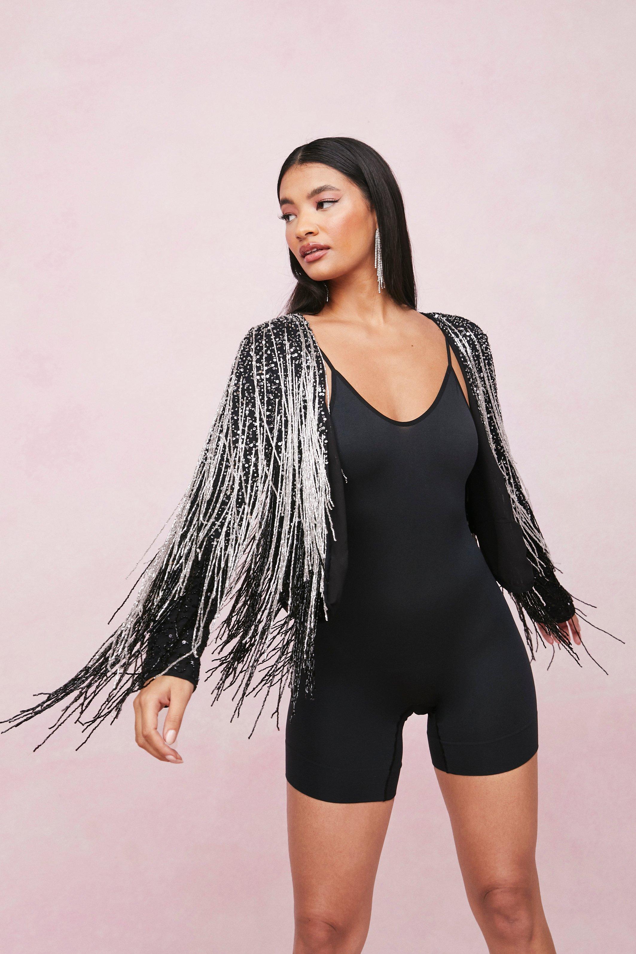 Metallic hot sale tassel jacket