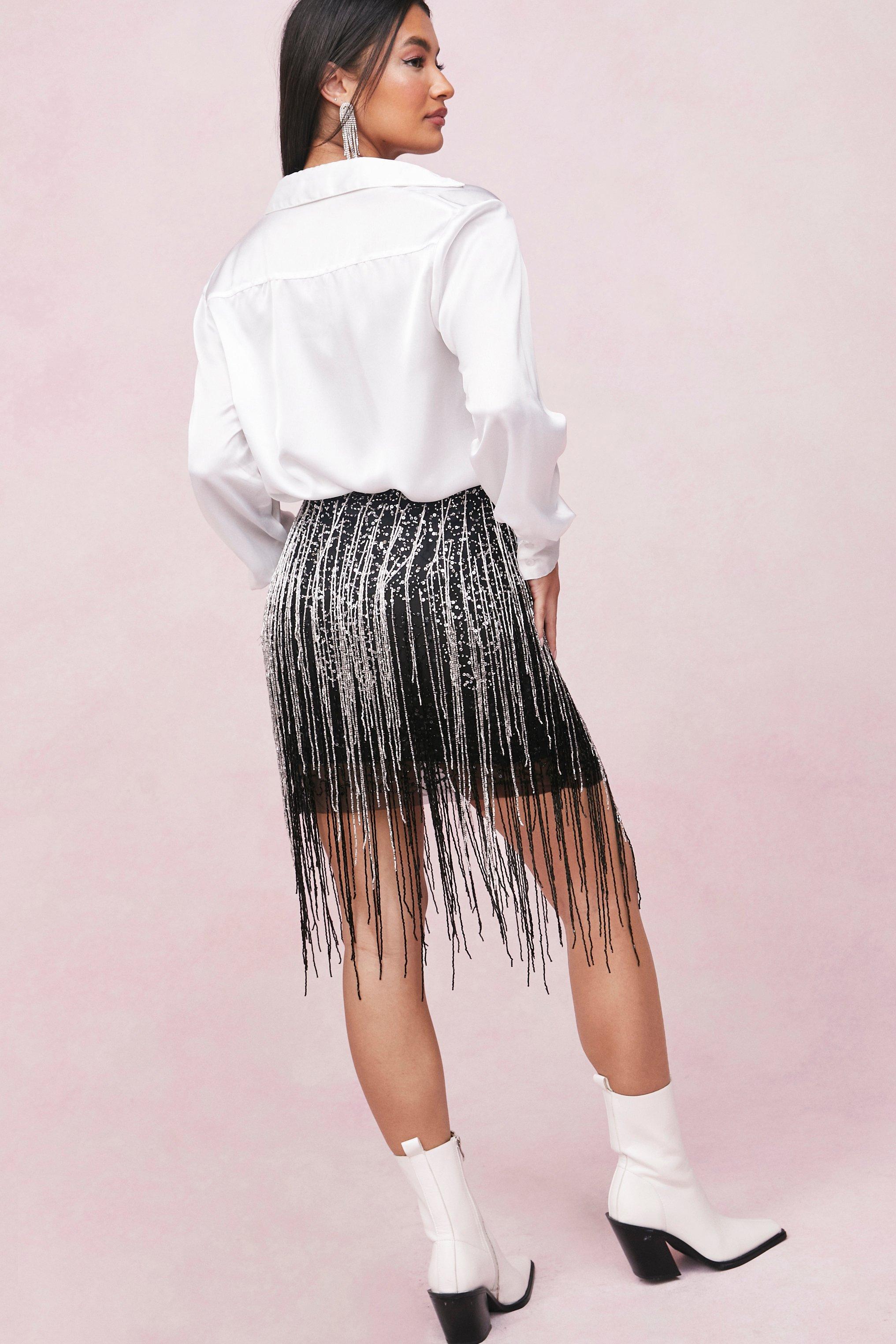 Fringe belt shop skirt short