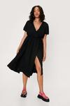 NastyGal Plus Size Textured Wrap Midi Dress thumbnail 1