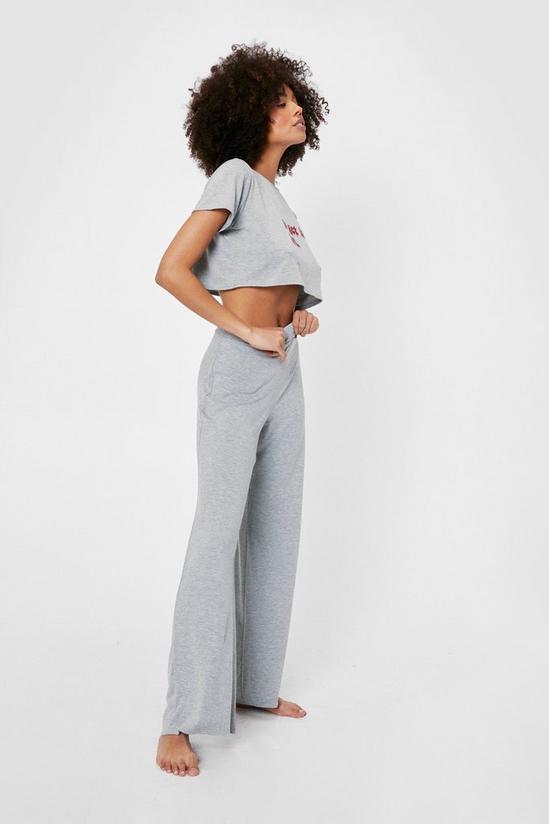 NastyGal Go Get It Girl Graphic Wide Leg Pyjama Trousers Set 3