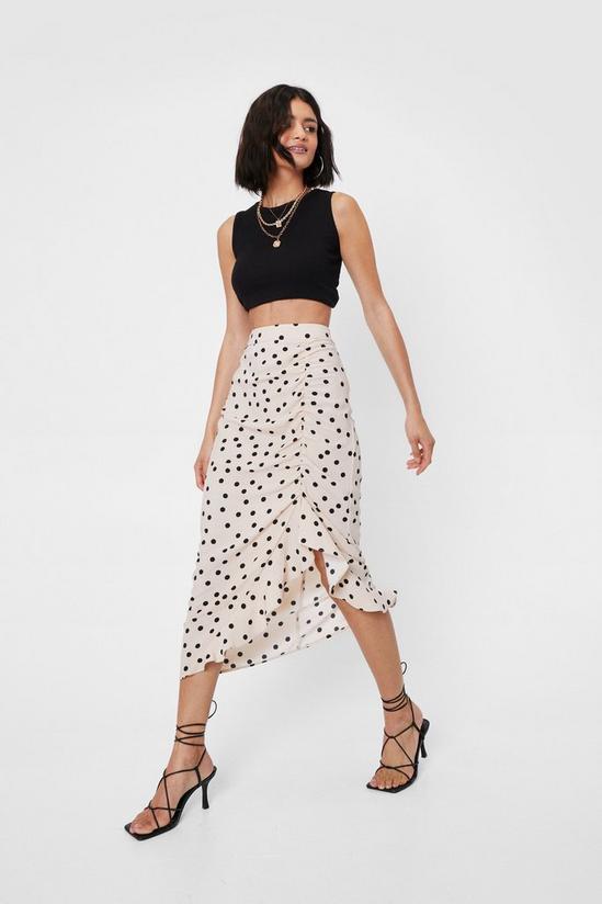 NastyGal High Waisted Spotty Ruched Midi Skirt 1