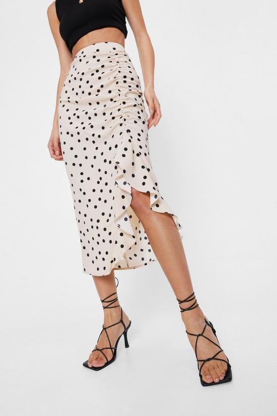 NastyGal High Waisted Spotty Ruched Midi Skirt 2