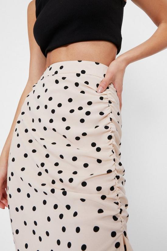 NastyGal High Waisted Spotty Ruched Midi Skirt 3