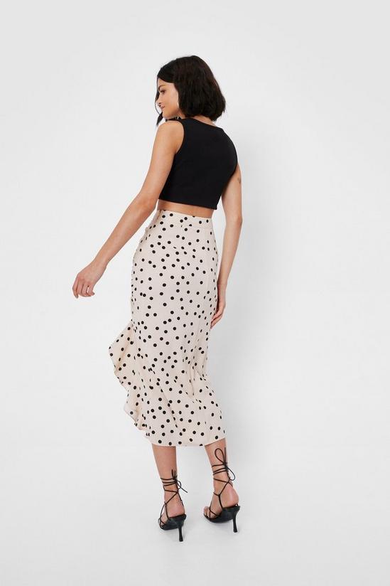 NastyGal High Waisted Spotty Ruched Midi Skirt 4