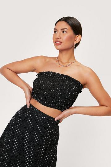 Polka Dot Shirred Bandeau Bralet black