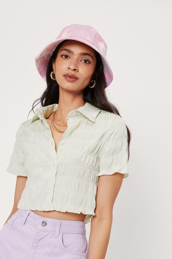 NastyGal Textured Check Button Down Cropped Shirt 2