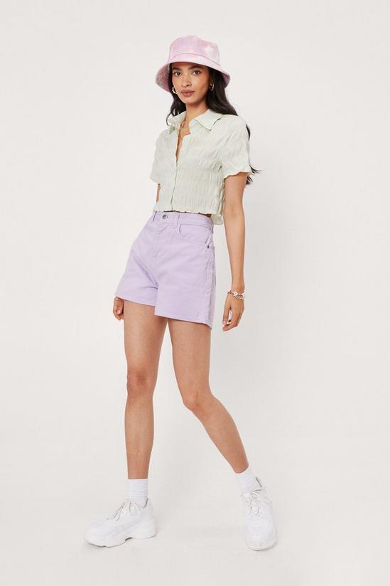 NastyGal Textured Check Button Down Cropped Shirt 3