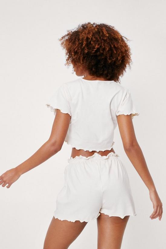 NastyGal Lettuce Hem Crop T-Shirt and Shorts Pyjama Set 4